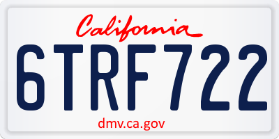CA license plate 6TRF722