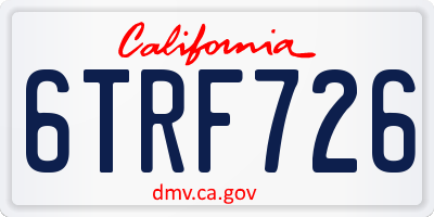 CA license plate 6TRF726