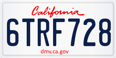 CA license plate 6TRF728