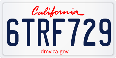 CA license plate 6TRF729
