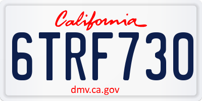 CA license plate 6TRF730