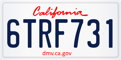 CA license plate 6TRF731