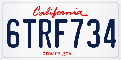 CA license plate 6TRF734