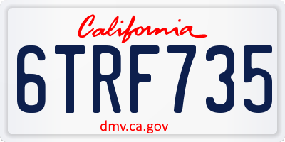 CA license plate 6TRF735