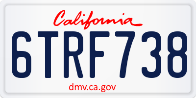 CA license plate 6TRF738