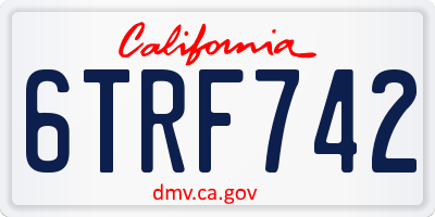 CA license plate 6TRF742