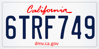 CA license plate 6TRF749