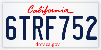 CA license plate 6TRF752