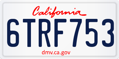 CA license plate 6TRF753