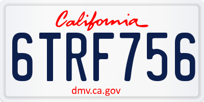 CA license plate 6TRF756