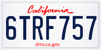 CA license plate 6TRF757