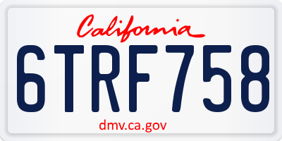 CA license plate 6TRF758
