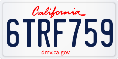 CA license plate 6TRF759