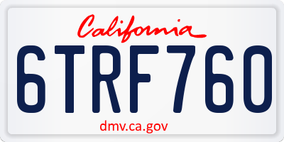 CA license plate 6TRF760