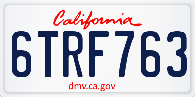 CA license plate 6TRF763