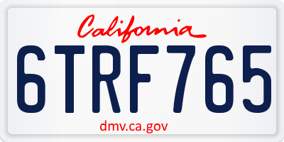 CA license plate 6TRF765
