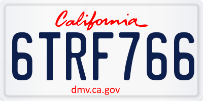 CA license plate 6TRF766