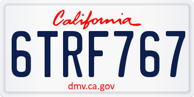 CA license plate 6TRF767