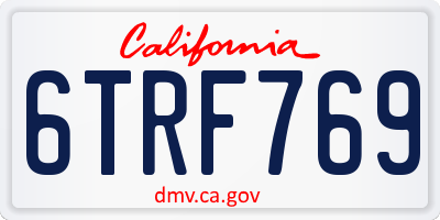 CA license plate 6TRF769