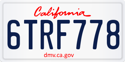 CA license plate 6TRF778