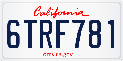 CA license plate 6TRF781