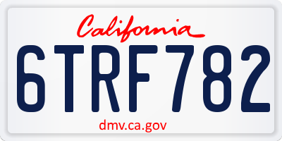 CA license plate 6TRF782