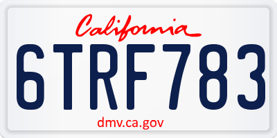 CA license plate 6TRF783