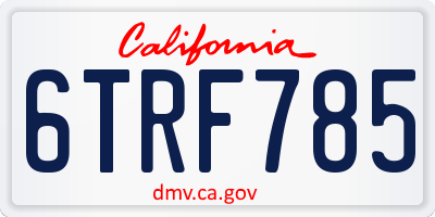 CA license plate 6TRF785