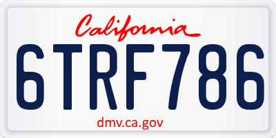 CA license plate 6TRF786