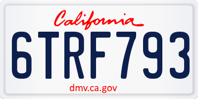 CA license plate 6TRF793