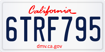 CA license plate 6TRF795