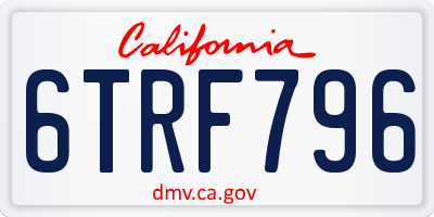 CA license plate 6TRF796