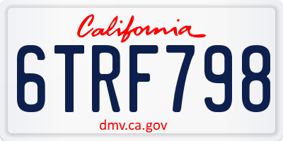 CA license plate 6TRF798