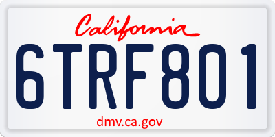 CA license plate 6TRF801