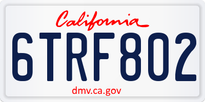 CA license plate 6TRF802