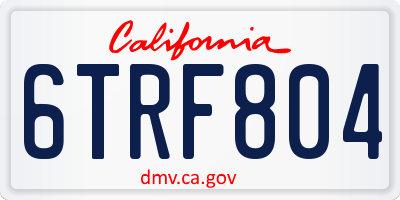 CA license plate 6TRF804