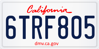 CA license plate 6TRF805