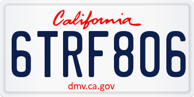 CA license plate 6TRF806