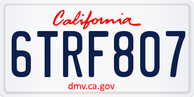 CA license plate 6TRF807