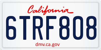 CA license plate 6TRF808
