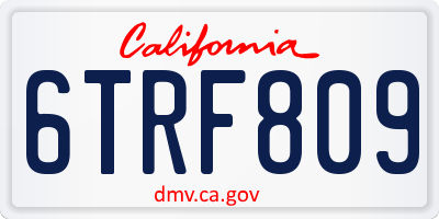 CA license plate 6TRF809