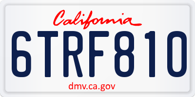 CA license plate 6TRF810