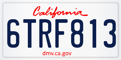CA license plate 6TRF813