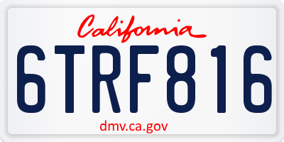 CA license plate 6TRF816