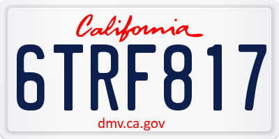 CA license plate 6TRF817