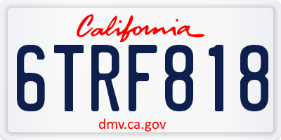 CA license plate 6TRF818