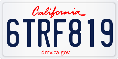 CA license plate 6TRF819