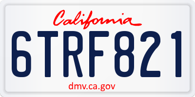 CA license plate 6TRF821