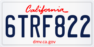 CA license plate 6TRF822