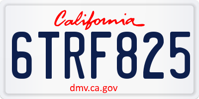 CA license plate 6TRF825